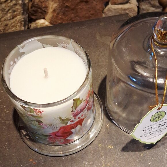 Michel Designs Works glass candle cloche Winter Bouquet - Picture 4 of 8